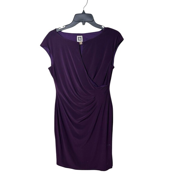 Anne Klein Purple Sleeveless Wrap Career Dress Cocktail Size 4P Eggplant - Picture 1 of 10
